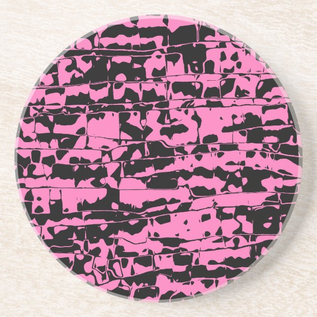 Porta-copos De Arenito Crackers de Abstrato rosa e preto (Frente)