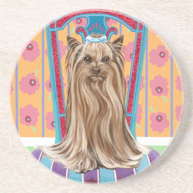 Porta-copos De Arenito Crown Princess Yorkie (Frente)