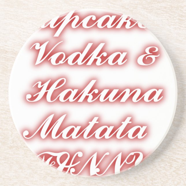Porta-copos De Arenito Cupcakes vermelhos Vodka Hakuna Matata FUNNY. (Frente)