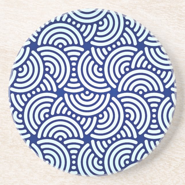 Porta-copos De Arenito Curva Japonesa Blue Deco (Frente)