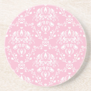 Porta-copos De Arenito Damasco Rosa e Branco