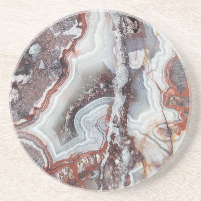 Porta copos de arenito de Lace Agate mexicano (Frente)