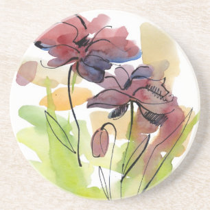 Porta-copos De Arenito Design floral do verão com abstrato pintado à m