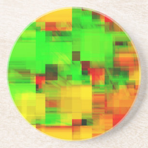 Porta-copos De Arenito Design geométrico amarelo do limão
