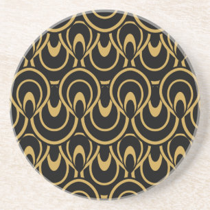 Porta-copos De Arenito Design preto & Dourado elegante do art deco