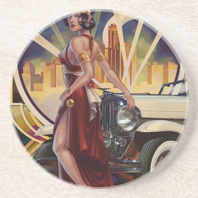 Porta-copos De Arenito Detroit, Michigan | Motor City (Frente)