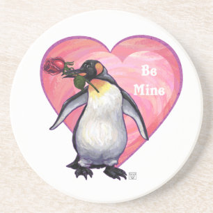 Porta-copos De Arenito Dia de os namorados de pinguins