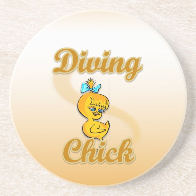 Porta-copos De Arenito Diving Chick (Frente)