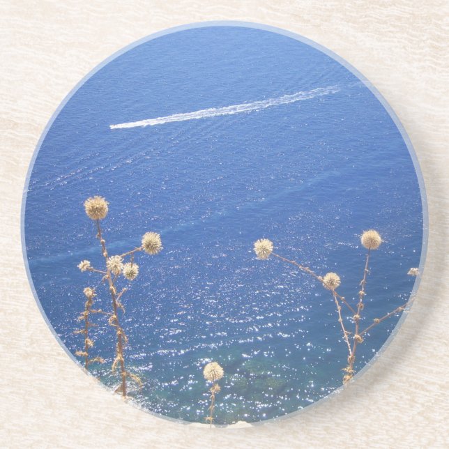 Porta copos de arenito do Mar Azul grego (Frente)