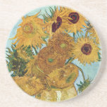 Porta-copos De Arenito Doze girassóis por Van Gogh<br><div class="desc">Doze girassóis por Vincent Van Gogh. Por favor,  visite minha loja para obter design mais interessante e mais opções de cores. =>     zazzle.com/iwheels*</div>