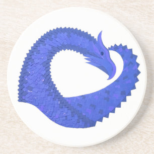 Porta-copos De Arenito Dragão azul no branco