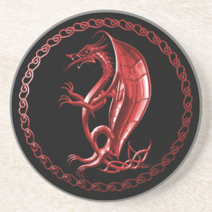 Porta-copos De Arenito Dragão celta vermelho