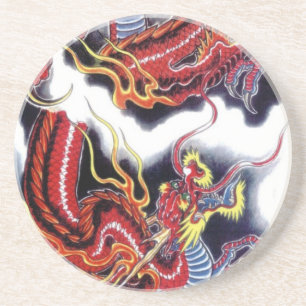 Porta-copos De Arenito Dragão Vermelho Japonês