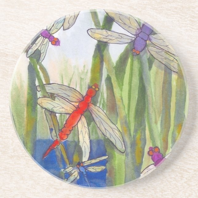 Porta-copos De Arenito Dragonflies Summer (Frente)