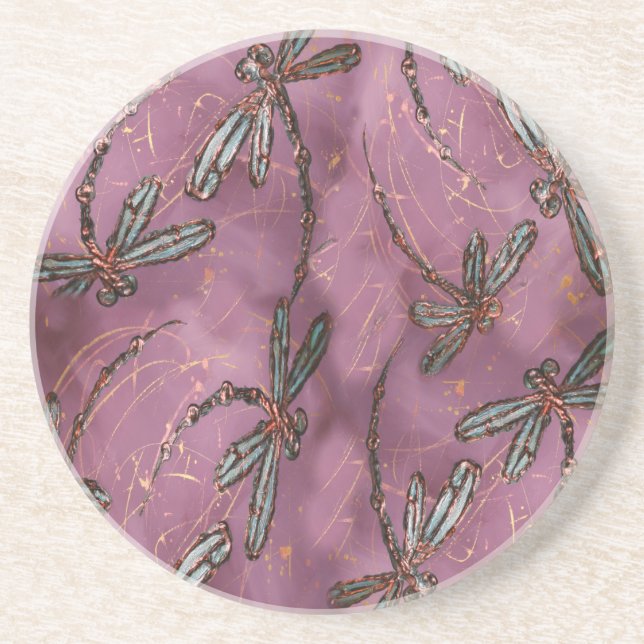 Porta-copos De Arenito Dragonfly Flit Dusky Rosa (Frente)