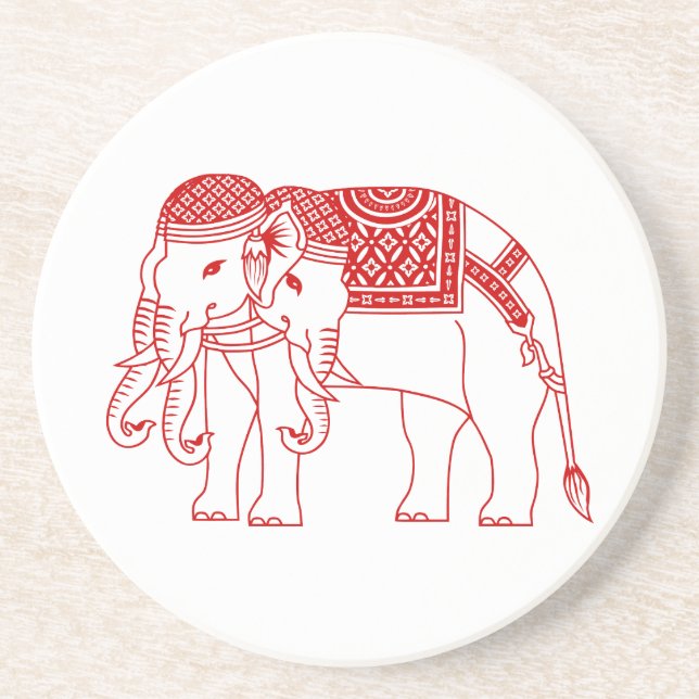 Porta-copos De Arenito Elefante Branco Tailandês Erawan (Frente)