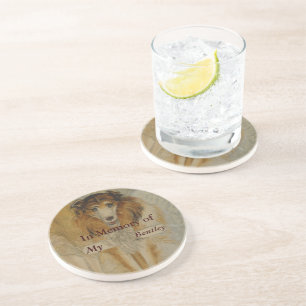 Porta-copos De Arenito Em memória de Vintage Collie Dog-Your Dog