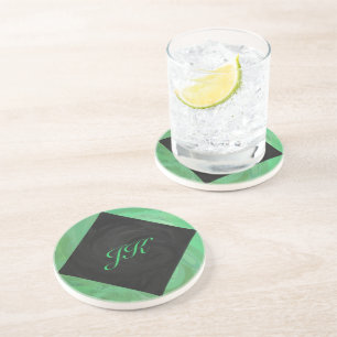 Porta-copos De Arenito Emerald Cream e Black Monogram
