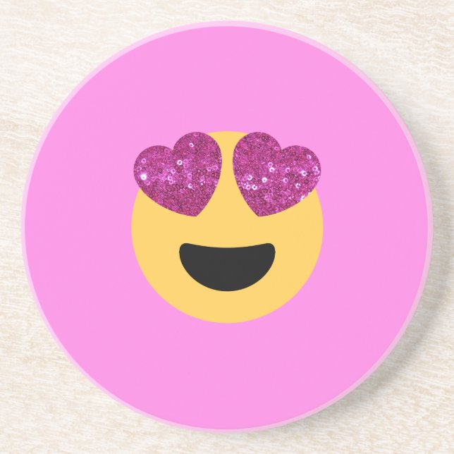 Porta-copos De Arenito emoji do coração (Frente)