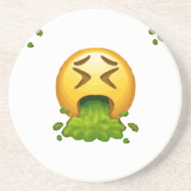 Porta-copos De Arenito emoji vomitando (Frente)