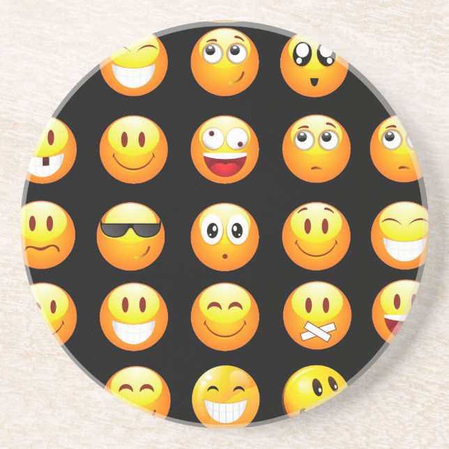 Porta-copos De Arenito emojis preto (Frente)
