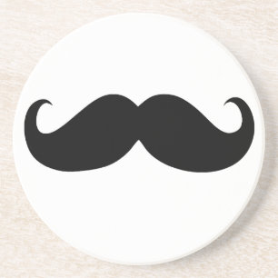 Porta-copos De Arenito Engraçado bigode em branco