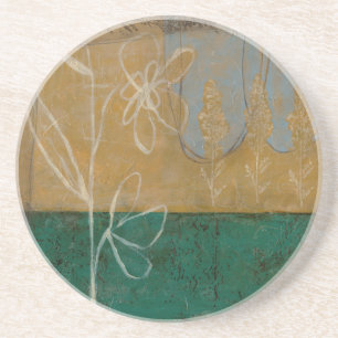 Porta-copos De Arenito Esquema Floral com flor e plantas