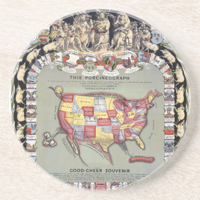 Porta-copos De Arenito ESTE PORCINEOGRAPH, c1876 (Frente)