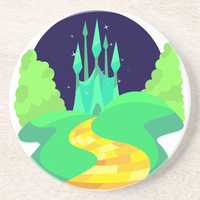 Porta-copos De Arenito estrada de tijolos amarela (Frente)