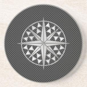 Porta-copos De Arenito Estrela Náutica Chrome com Fibra de Carbono