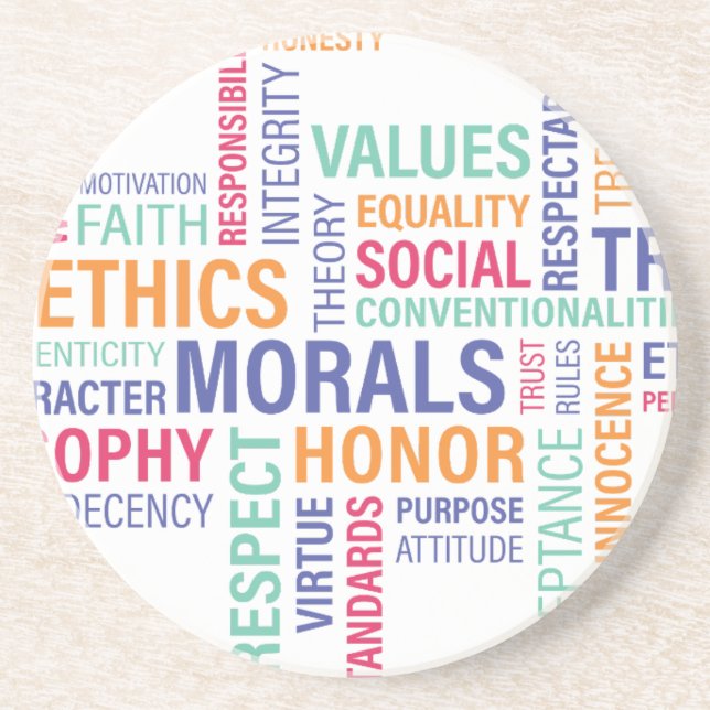 Porta-copos De Arenito "Ética comercial" (Frente)