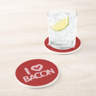 Porta-copos De Arenito Eu Amo Bacon