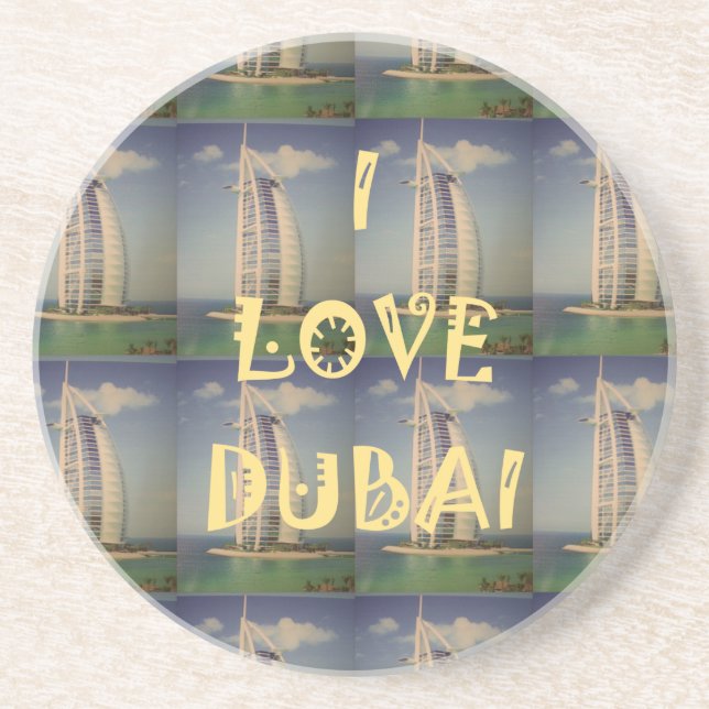 Porta-copos De Arenito Eu Amo Dubai (Frente)