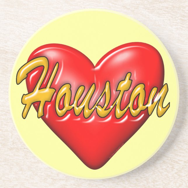 Porta-copos De Arenito Eu amo Houston (Frente)