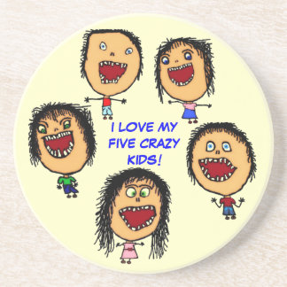 Porta-copos De Arenito Eu Amo Meus Cinco Crianças Loucas