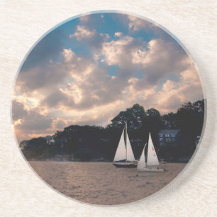 Porta-copos De Arenito EUA, Massachusetts. Vela ao pôr do sol
