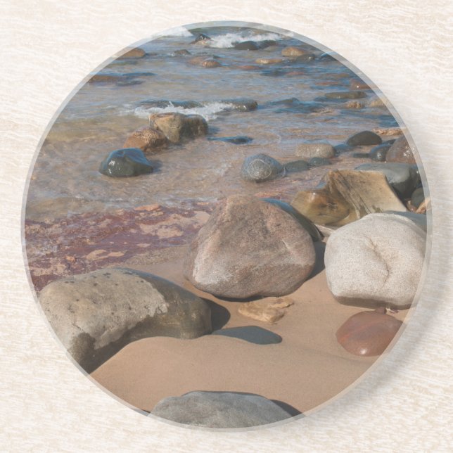 Porta-copos De Arenito EUA, Michigan. Pedras Arredondadas Em 12 Milhas (Frente)