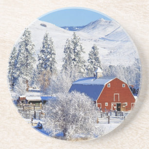 Porta-copos De Arenito EUA, Washington, Methow Valley, Celeiros em