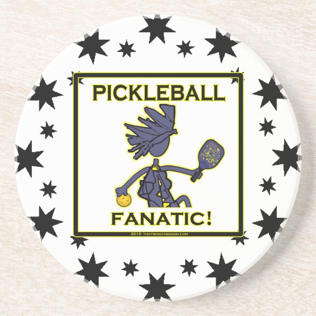 Porta-copos De Arenito Fanático de Pickleball (Frente)