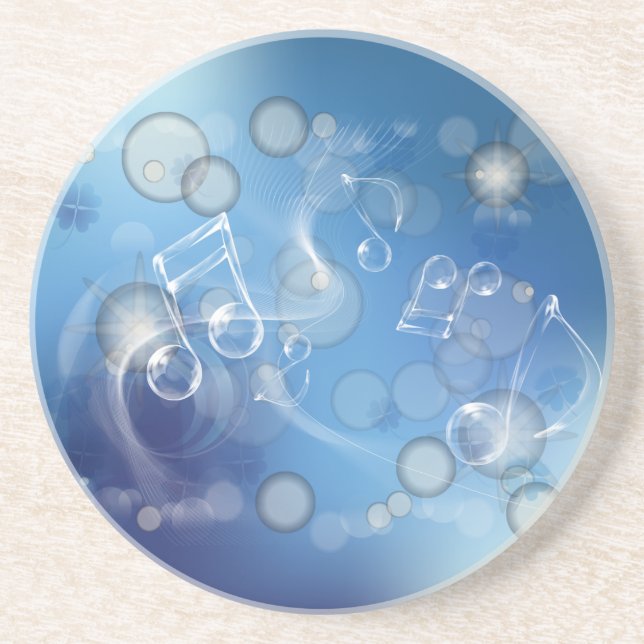 Porta-copos De Arenito Fantasy Glass Music Notes (Frente)