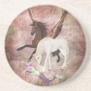Porta-copos De Arenito Fantasy Horses
