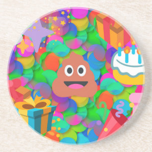 Porta-copos De Arenito feliz cocô de aniversário emoji