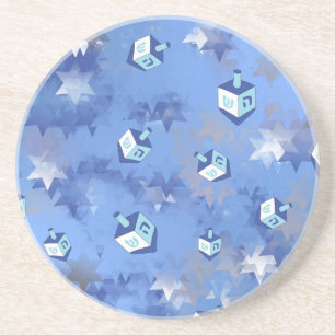 Porta-copos De Arenito Feliz Hanukkah Falling Star e Dreidels