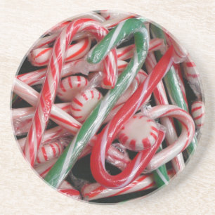 Porta-copos De Arenito Feriado de Natal Candy Canes and Peppermints