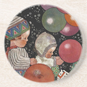 Porta-copos De Arenito Festa de Aniversário Infantil Vintage, Balões e Br