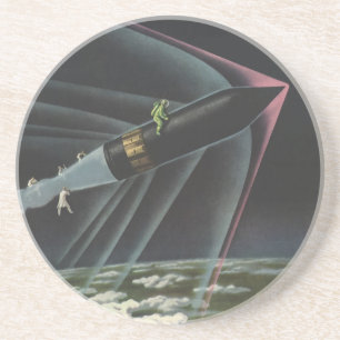 Porta-copos De Arenito Ficção Científica Vintage Astronauta Pilotando um 