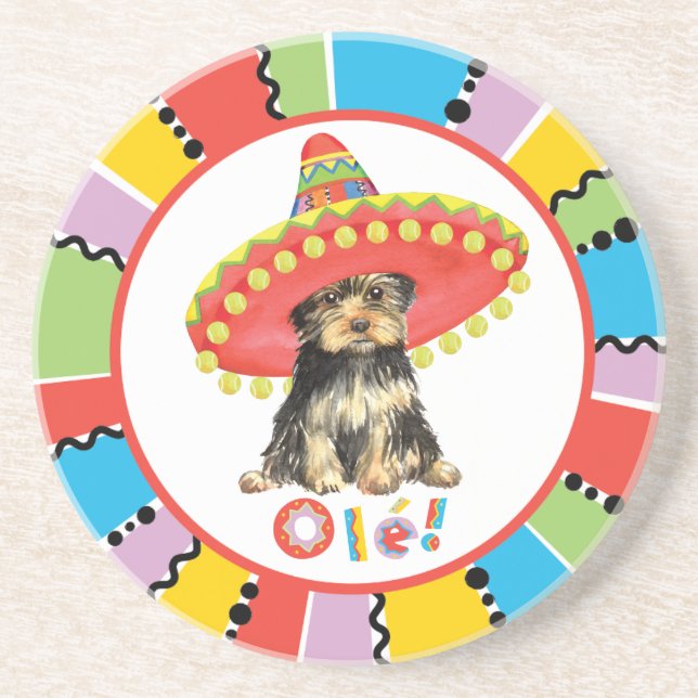Porta-copos De Arenito Fiesta Yorkie (Frente)