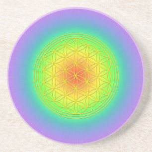 Porta-copos De Arenito Flor a vida Chakra 1
