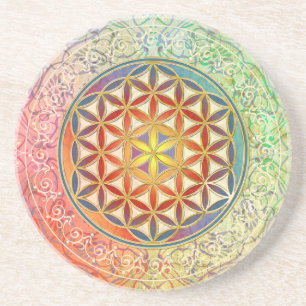 Porta-copos De Arenito Flor da Vida - Ornamento I