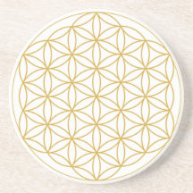 Flor De Vida Portas copos Sandstone Branco Dourado